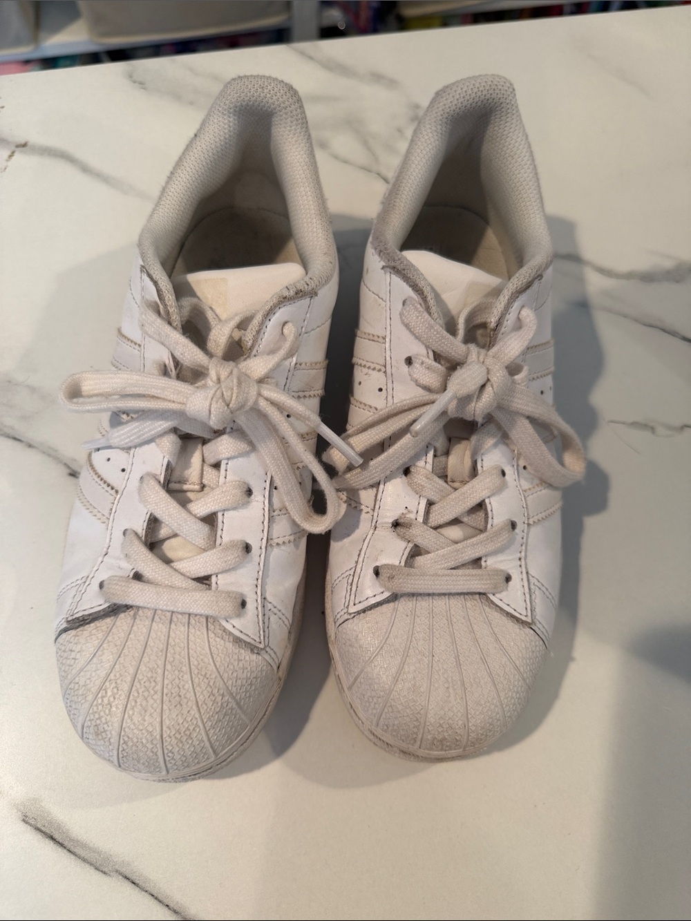 adidas White Low-Top Shell-Toe Sneakers